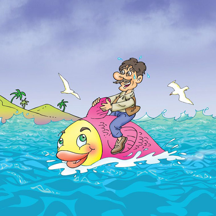 Fischer auf Fisch Butt im Meer