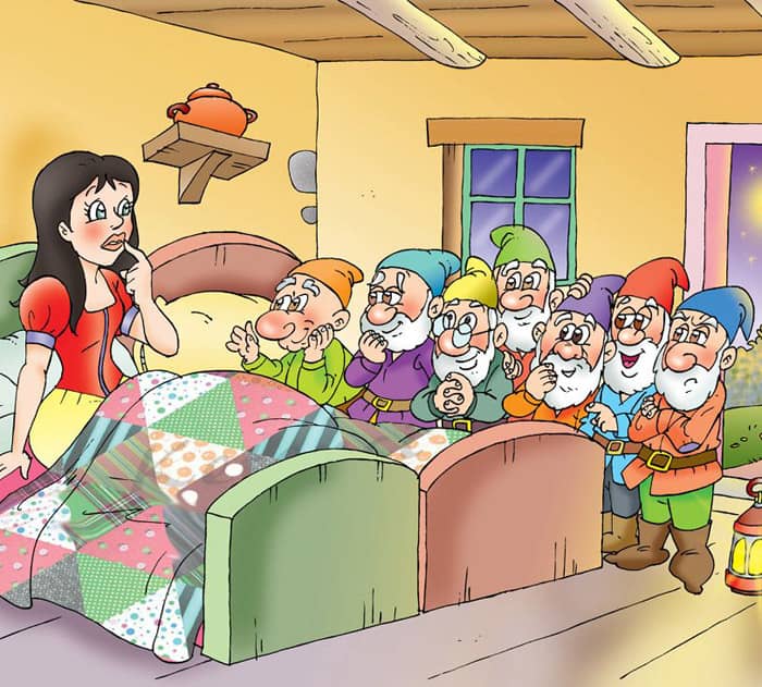 Schneewittchen im Haus der sieben Zwerge